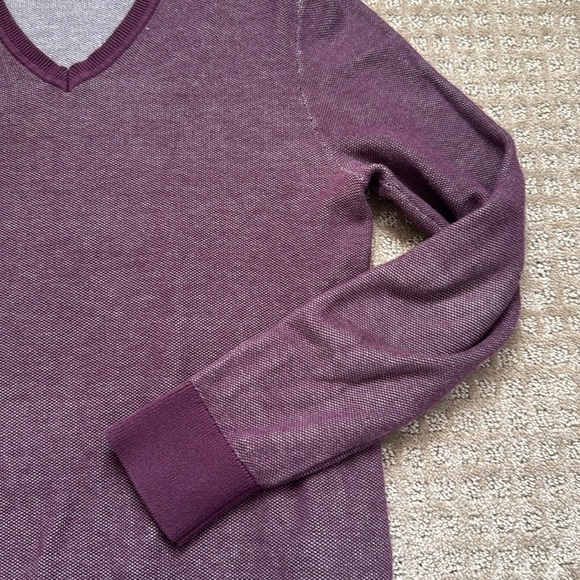 Michael Kors Mens Cotton Long Sleeve V Neck Plum Purple Sweater medium - Picture 5 of 8